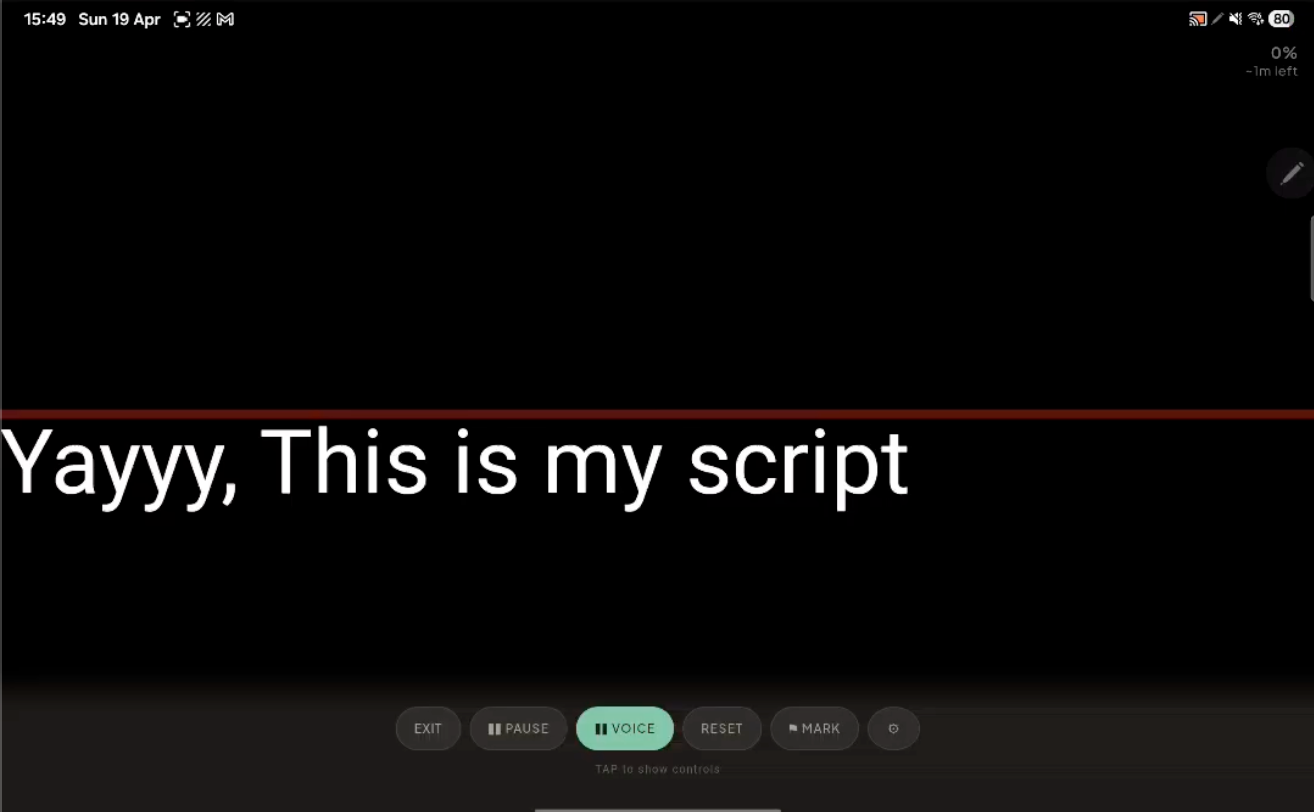 Steady Cue voice tracking active on tablet